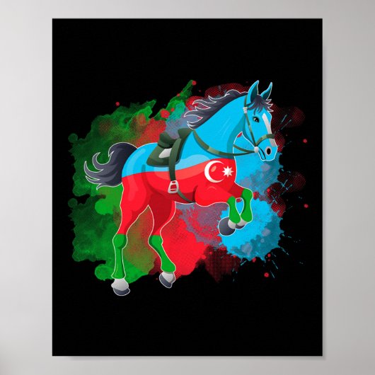 Paardrijden Azerbeidzjan Flag Poster (Voorkant)