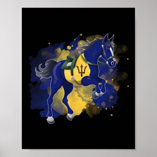 Paardrijden Barbados Vlag Poster (Voorkant)