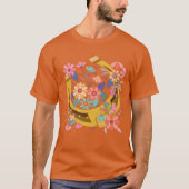 Paardrijden cadeau  bloemen hoefijzer vriend t-shirt (Voorkant)