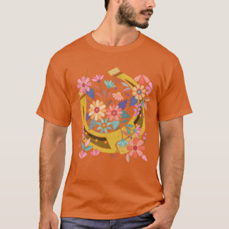 Paardrijden cadeau  bloemen hoefijzer vriend t-shirt