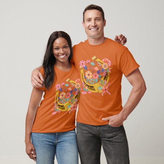 Paardrijden cadeau  bloemen hoefijzer vriend t-shirt (Unisex)