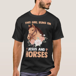 Paardrijden Christen Dit Meisje Loopt Op Jezus En T-shirt