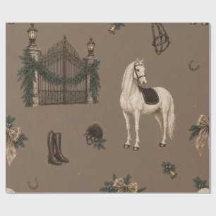Paardrijden Couture Kerst Taupe Inpakpapier