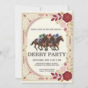 Paardrijden Derby Feest Vintage Uitnodiging 2026