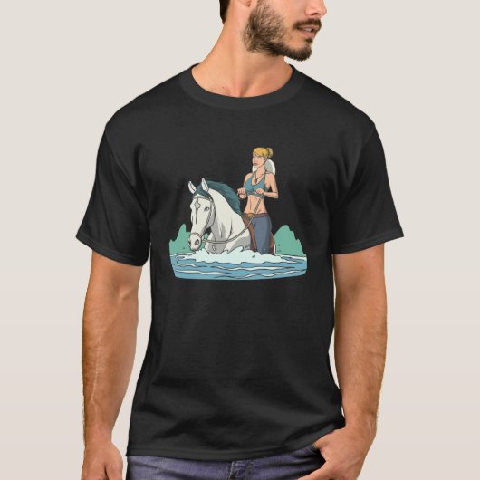 Paardrijden Door Water T-shirt (Voorkant)