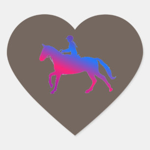 Paardrijden hart glanzende stickers. sticker
