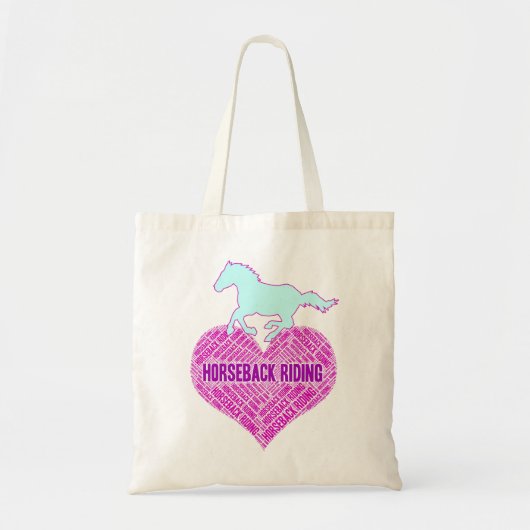 Paardrijden Hart met Wilde Pony Tote Bag (Voorkant)