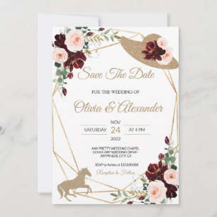 Paardrijden Huwelijk Save The Date Kaart