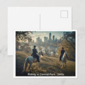 Paardrijden in Central Park, 1940s Scene Briefkaart (Voorkant / Achterkant)