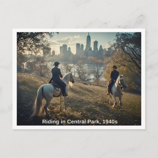 Paardrijden in Central Park, 1940s Scene Briefkaart (Voorkant)