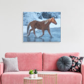 Paardrijden in de winter op Hideout Ranc Canvas Afdruk (Insitu (Woonkamer))