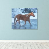 Paardrijden in de winter op Hideout Ranc Canvas Afdruk (Insitu (Houten vloer))