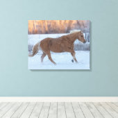 Paardrijden in de winter op Hideout Ranch Canvas Afdruk (Insitu (Houten vloer))