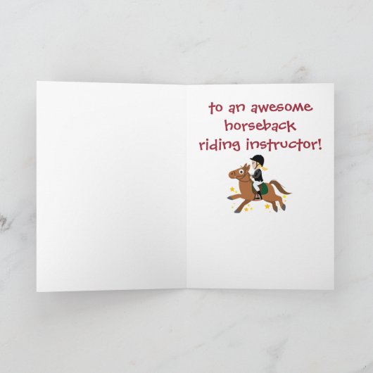 Paardrijden instructeur dank u bedankkaart (Binnen)