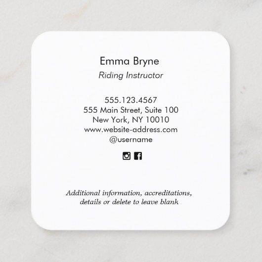 Paardrijden Instructeur Visitekaartje (Achterkant)