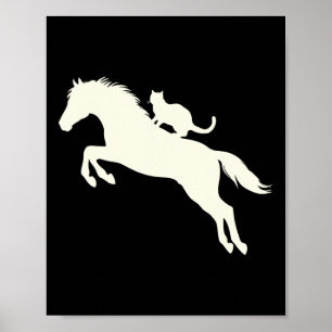 Paardrijden kat silhouet voor Dierenvrienden Poster