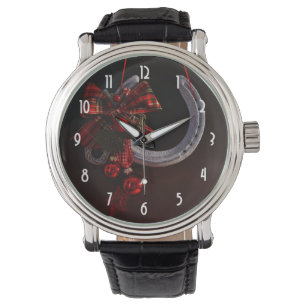 Paardrijden Kerst Hangende Hoefijzer Foto Horloge