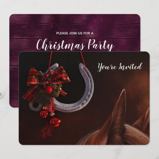 Paardrijden Kerst Hangende Hoefijzer Foto Kaart (Voorkant / Achterkant)