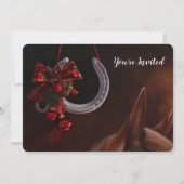 Paardrijden Kerst Hangende Hoefijzer Foto Kaart (Voorkant)