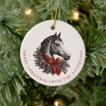 Paardrijden Kerst Paard Festieve Vintage Vakantie