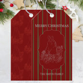 Paardrijden Kerstkaart Cadeaulabel