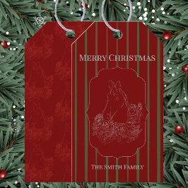 Paardrijden Kerstkaart Cadeaulabel