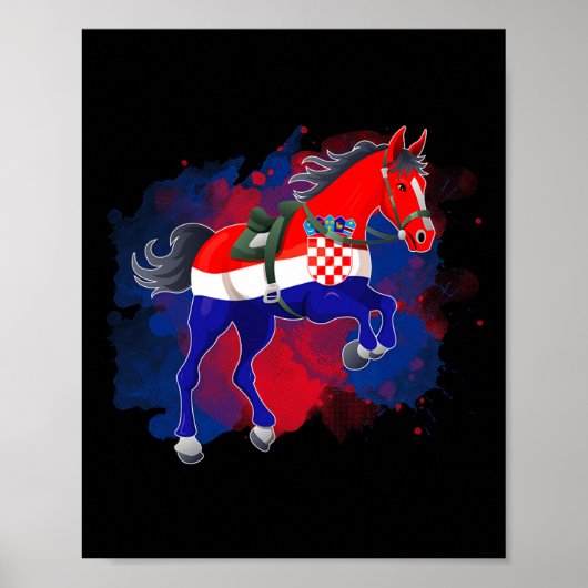 Paardrijden Kroatië Vlag Poster (Voorkant)