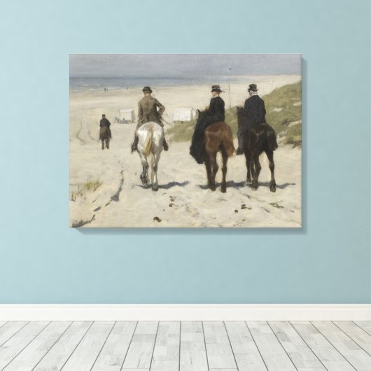 Paardrijden langs het strand - Fine Art Canvas (Insitu (Houten vloer))