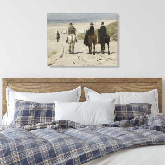 Paardrijden langs het strand - Fine Art Canvas (Insitu (Slaapkamer))
