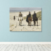 Paardrijden langs het strand - Fine Art Canvas Afdruk (Insitu (Houten vloer))