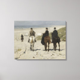 Paardrijden langs het strand - Fine Art Canvas Afdruk