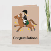 Paardrijden meisje prestaties gefeliciteerd kaart (Voorkant)