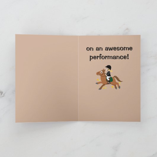 Paardrijden meisje prestaties gefeliciteerd kaart (Binnen)