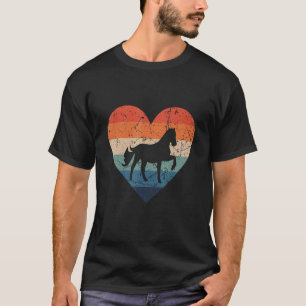 Paardrijden met een voetretro-vintage 70s 60s hart t-shirt