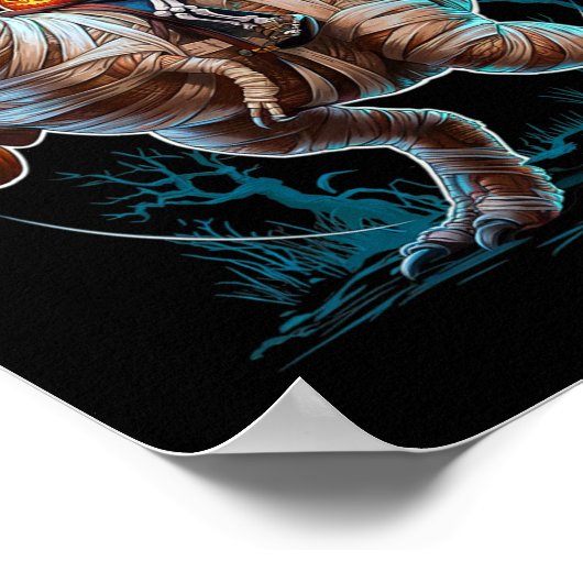 Paardrijden Mummy Pumpkin T Rex Dinosaur Funny Hal Poster (Hoek)