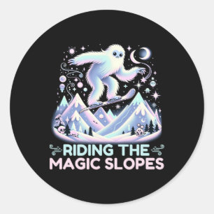 Paardrijden op de magische hellingen Snowboarden Y Ronde Sticker