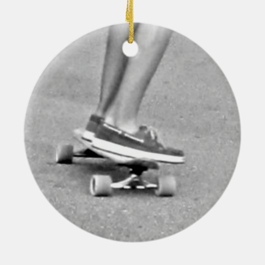 Paardrijden op het longboard keramisch ornament (Achterkant)