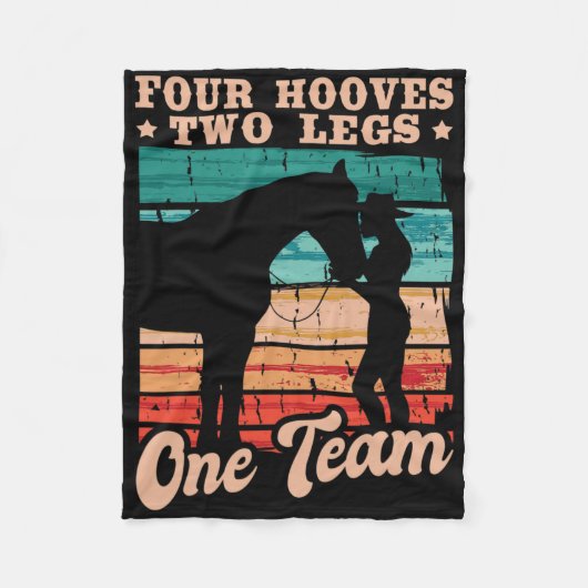 Paardrijden Paard Meisje Fleece Deken (Voorkant)