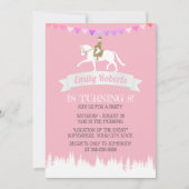 Paardrijden Paard Racing Party Roze Verjaardag Kaart (Voorkant)