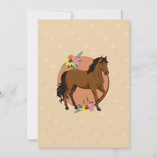 Paardrijden Party Nodig Pony Bloemenuitnodiging ui Kaart (Achterkant)