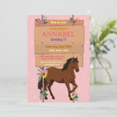 Paardrijden Party Nodig Pony Wood uit Kaart (Staand voorkant)