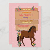 Paardrijden Party Nodig Pony Wood uit Kaart (Voorkant / Achterkant)