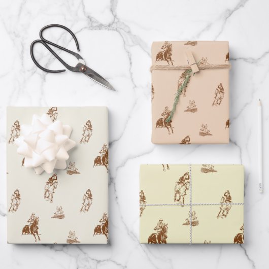 paardrijden patroon inpakpapier vel (Voorkant)