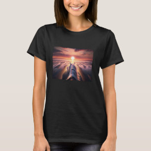 Paardrijden Rit in Zonsondergang Zonsopgang Strand T-shirt