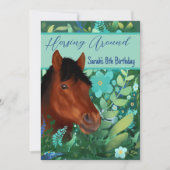 Paardrijden rond Flower Lover Brown Horse Kaart (Voorkant)