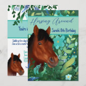 Paardrijden rond Flower Lover Brown Horse Kaart (Voorkant / Achterkant)