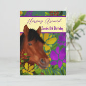 Paardrijden rond Flower Lover Brown Horse Kaart (Staand voorkant)