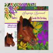 Paardrijden rond Flower Lover Brown Horse Kaart (Voorkant / Achterkant)