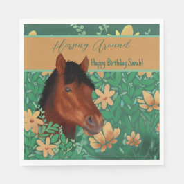 Paardrijden rond Flower Lover Brown Horse Servet