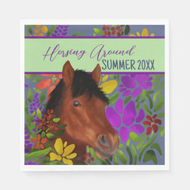 Paardrijden rond Flower Lover Brown Horse Servet